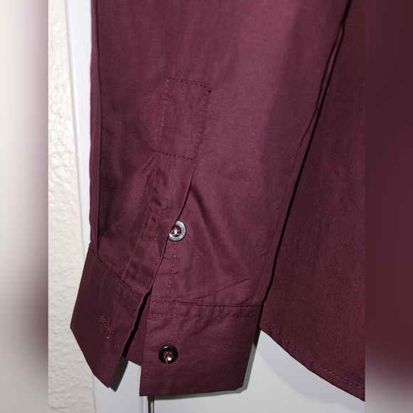 Jeansian size XXL Maroon Burgundy Button Down Punk Rock Style Long Sleeve Dress - Picture 5 of 11